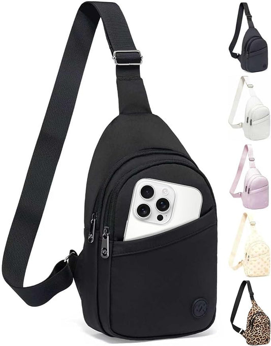 MAXTOP Crossbody Bags for Women Men Lightweight Sling Bag Fanny Packs for Travel Casual Outdoors Gifts for Family Black