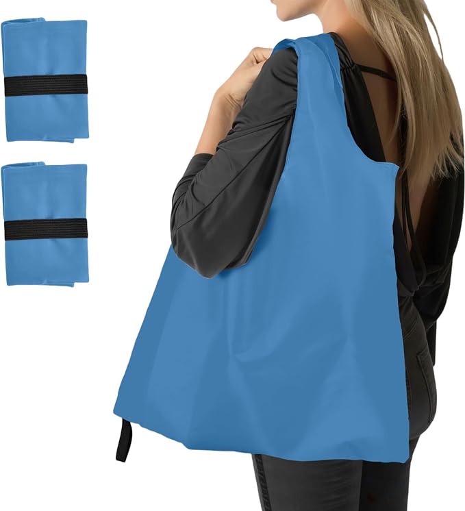 Washable Reusable Grocery Bags, Foldable Reusable Shopping Bags, Polyester Tote, Pocket Size Carrier