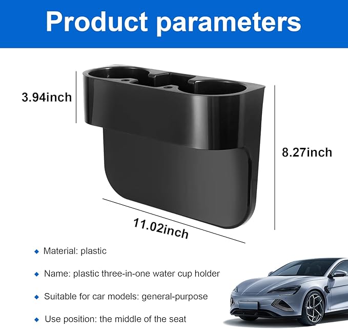 Augeny Car Cup Holder, Multifunctional Portable Center Console Armrest Storage Box Cup Holders, Vehicle Seat Gap Organizer for Mug Bottle Cell Phones Keys Coffee Coasters Cards (Black)
