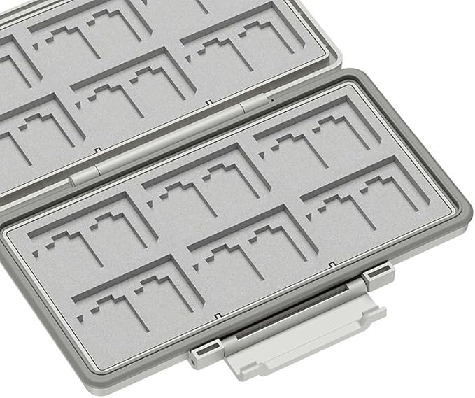 Grey 36 Slots Memory Card Case Water-Resistant Anti-Shock Memory Card Wallet for 24 Micro SD SDXC SDHC TF Cards and 12 SD SDXC SDHC Cards
