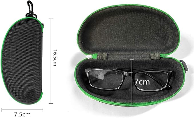 3 Pack Zipper Shell Eyeglasses and Sunglasses Case with Plastic Carabiner Hook