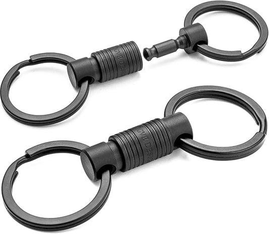 FEGVE Titanium Quick Release Swivel Keychain, Pull Apart Detachable Keychain Heavy Duty Car Key Holder with Key Rings
