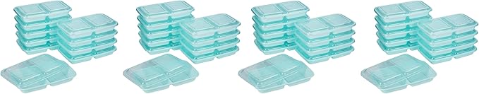 GoodCook 2-Compartment Food Storage Container Set with Snap-Shut Lids, Reusable Divided Snack Containers with Lids, Blue (Pack of 40)