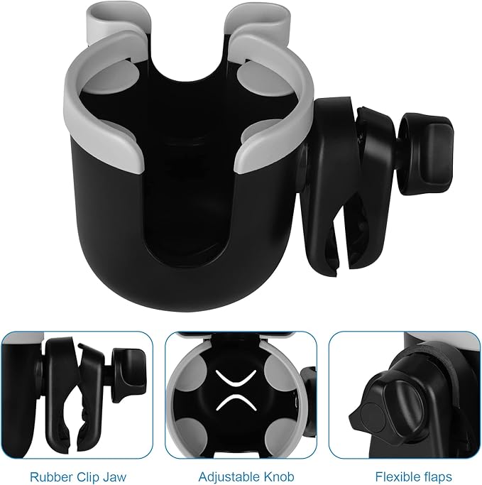 Accmor Stroller Cup Holder with Phone Holder, Bike Cup Holder, Universal Cup Holder for Uppababy Nuna Doona Strollers, 2-in-1 Cup Holder for Walker, Wheelchair, Scooter