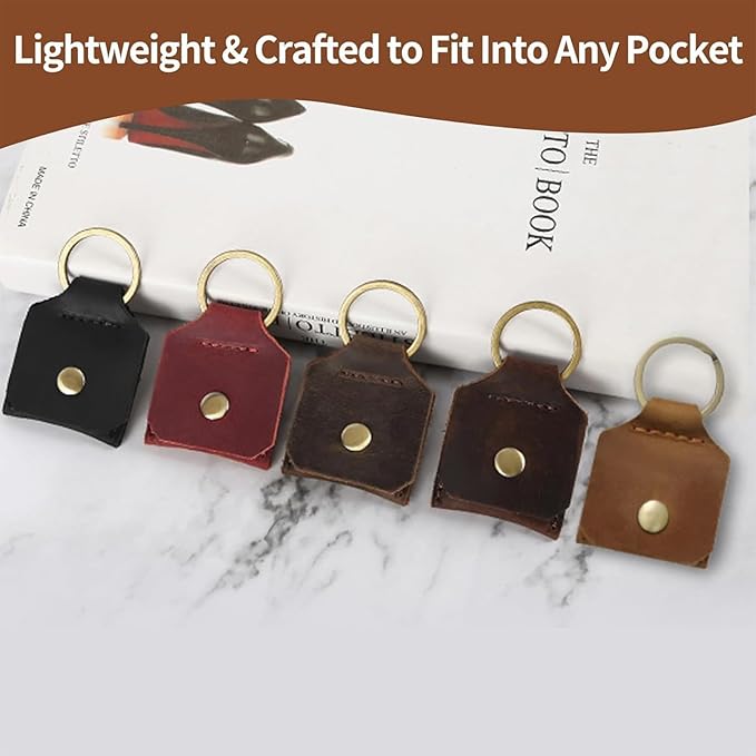 Jack&Chris Genuine Leather SD Card Holder Keychain, Anti-Shock Anti-Dust SD Card Case, Portable Camera Accessories for SD CF CFexpress Micro SD Nano SIM and Micro SIM Cards, Red 2 Packs