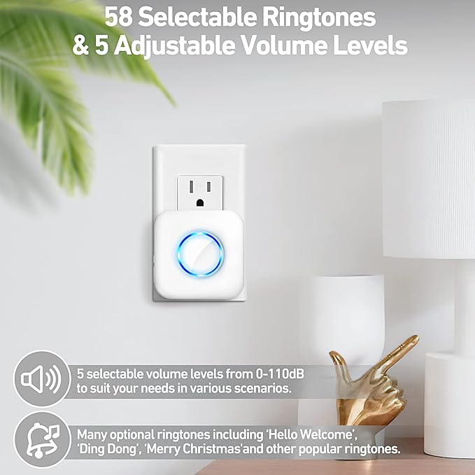 Door Chime, Satisure Wireless Door Open Contact Sensor Alarm Chime, Door Ringer Alert for Business/Store/Home/Bedroom When Entering with 600 FT Range 58 Chimes 5 Volume Levels LED Indicators | Door Chime Ringer When Door/Window Opens