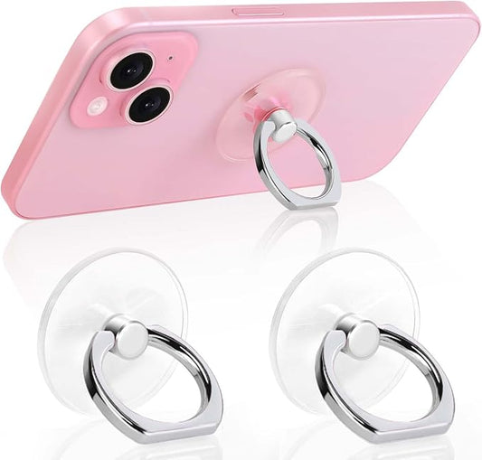 2 Pack Jsoerpay Cell Phone Ring Holder, Transparent Ring Holder 360°Rotation Finger Ring Stand, Phone Kickstand Compatible with Most of Phones, Tablet and Case (Silver)