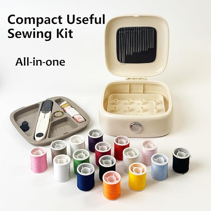 Sewing Kit Magnetic, Needle and Thread Kit with Sewing Supplies Travel Small Sewing Kit Portable for Adults Beginners (Green)