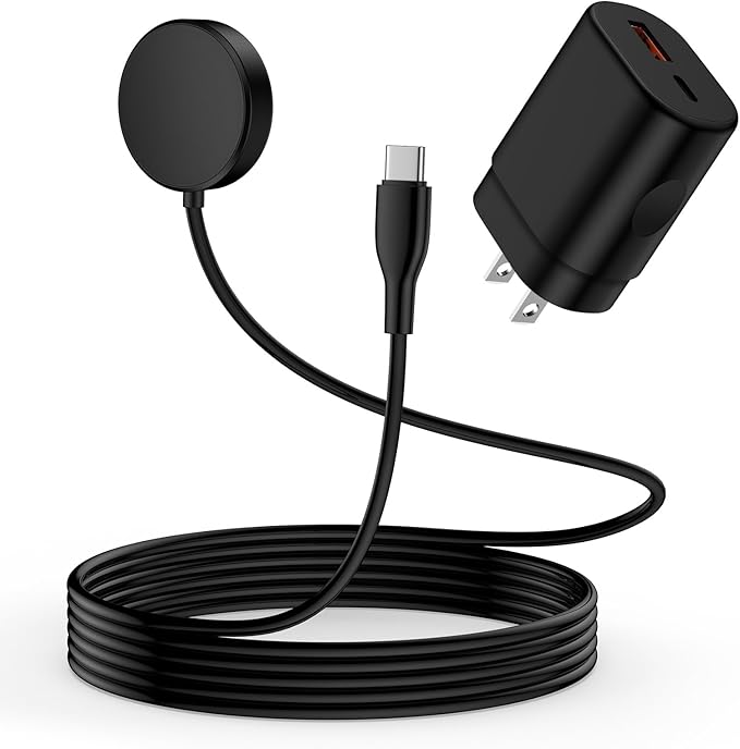 USB C Samsung Watch Charger Magnetic Fast Charging Cable for Galaxy Watch 8/8 Classic/7/Ultra/6/6 Classic/5 Pro/5/4/3/Active2,25W Dual USB C Fast Charger Block with 3FT Type C Wireless Charging Dock