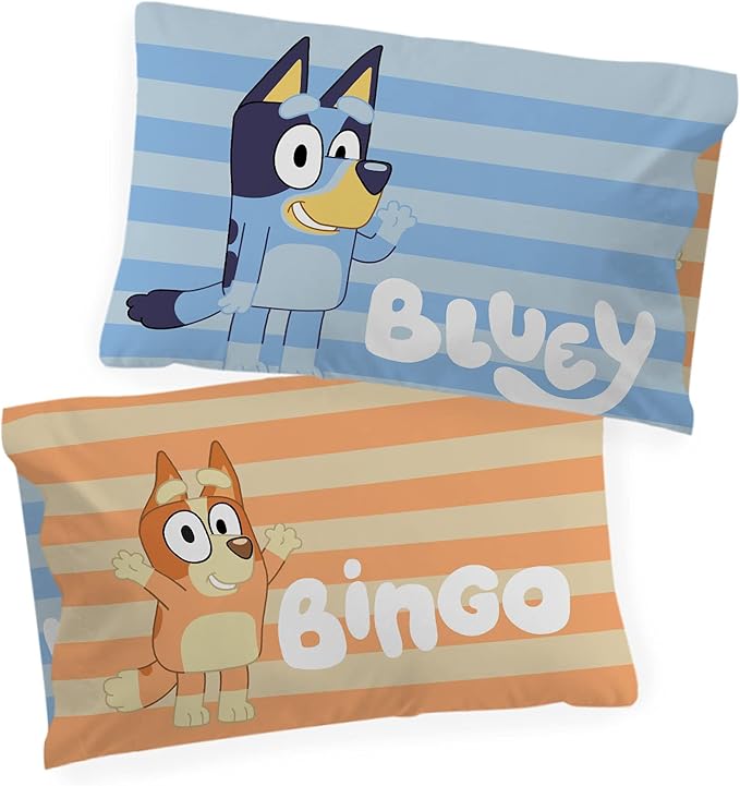 Jay Franco Bluey Hello 1 Single Reversible Pillowcase - Double-Sided Kids Super Soft Bedding (Official Bluey Product)