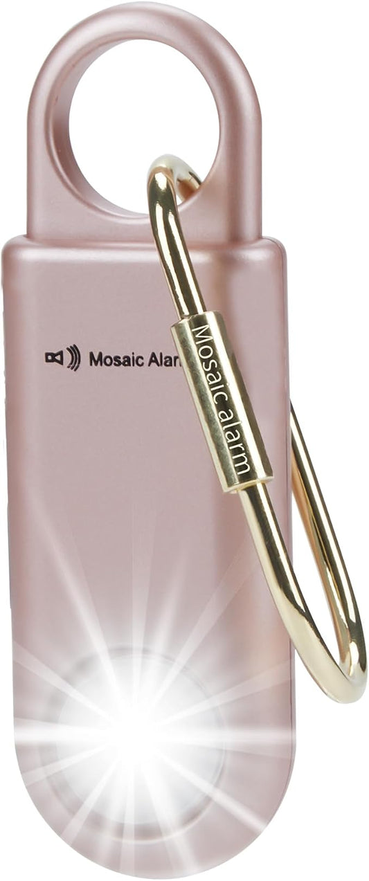 130dB Personal Safety Alarm Strobe Light. Loud Sound Keychain Siren with Carabiner for Women, School Children, Night Runners, Hiking. Bear Alarm Deterrent. SOS Emergency Self Defense Alerts. Rose Gold