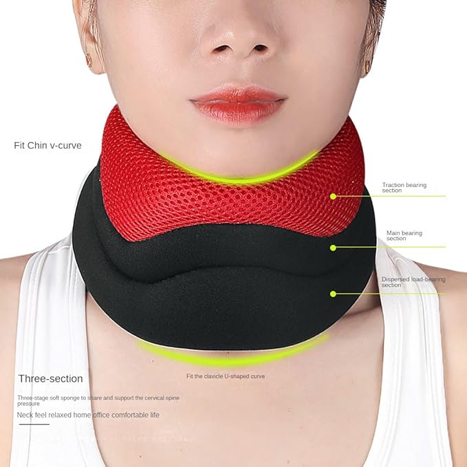 Vitavix Neck Support for Snoring, Necksupport - Never Snore Again, Relieve Injury Spine Pressure, Neck Brace for Sleeping, Adjustable Soft Foam Neck Brace Cervical Collar (Red)