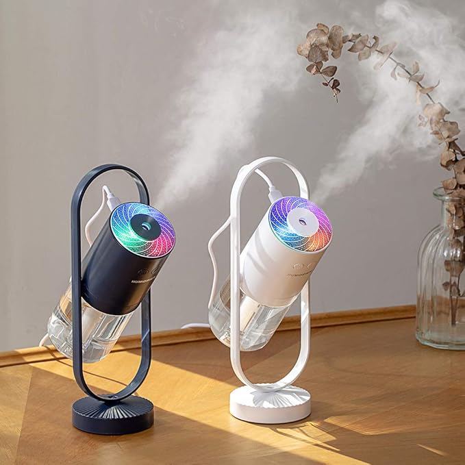Cool Mist for Bedroom Home Car Plants Purifier Mini Humidifier, 360 Rotate Air Humidifier Aroma Diffuser with Night Light, Portable Small Cool Mist Humidifiers for Cars Travel - Pink