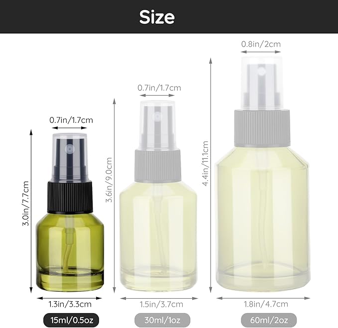 Segbeauty 12pcs 0.5oz Empty Small Travel Spray Bottle for Hair, Refillable Mini Glass Spray Bottles for Perfume, 15ml Green Fine Mist Atomizer Cologne Travel Bottle Sprayer, Liquid Containers Bottles