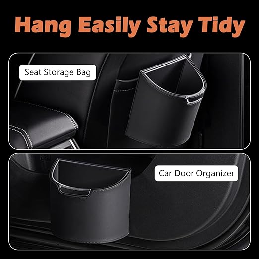Leakproof Car Trash Can,Mini Car Trash Bin for SUV and Truck,Small Removable Liner Garbage Can,Waterproof Automotive Trash Can for Vehicle,Home,Office,Multipurpose,Easy to Clean (Orange)