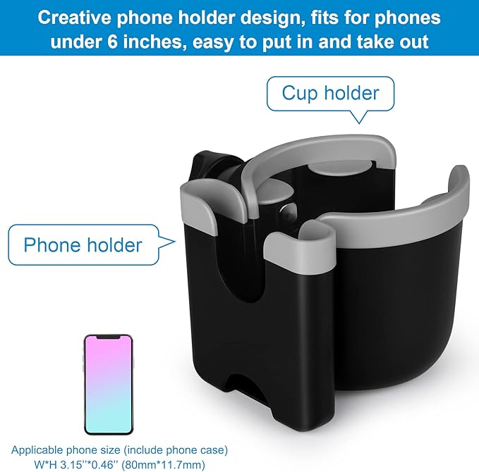 Accmor Stroller Cup Holder with Phone Holder, Bike Cup Holder, Universal Cup Holder for Uppababy Nuna Doona Strollers, 2-in-1 Cup Holder for Walker, Wheelchair, Scooter