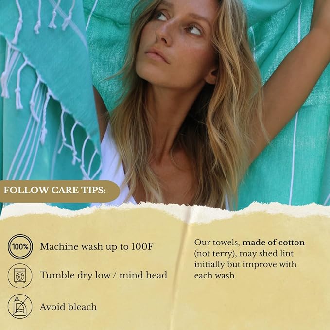 SOULMARK 100% Cotton Turkish Beach Towel with Bag - 38"x71" - Made in Green & Oeko TEX Certified - Pre-Washed & Sand Free - Quick Dry and Lightweight Perfect for Travel - Made in Turkey - Ming Green