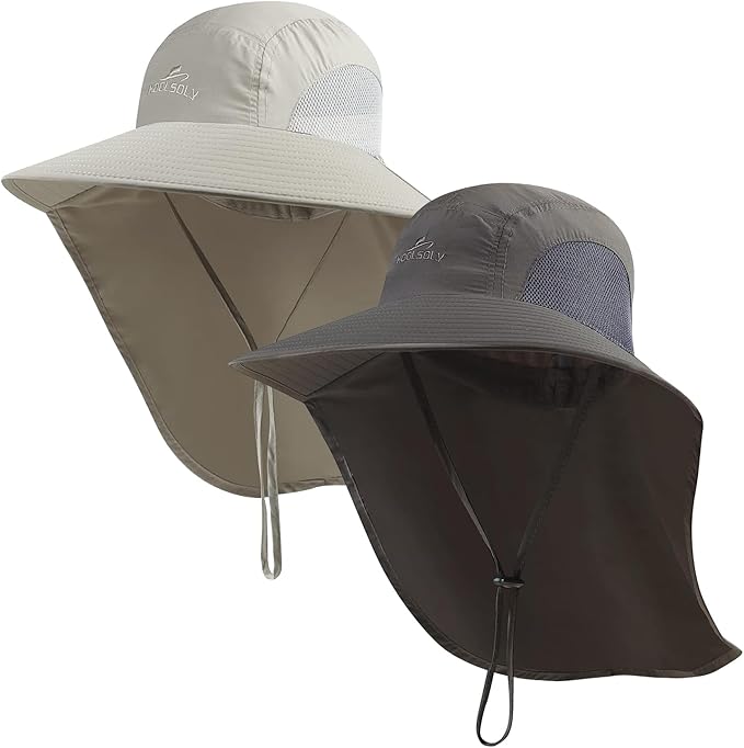 Outdoor Sun Hat for Men with 50+ UPF Protection Safari Cap Wide Brim Fishing Hat with Neck Flap, for Dad…