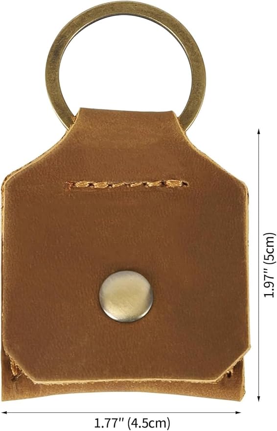 Jack&Chris Genuine Leather SD Card Holder Keychain, Anti-Shock Anti-Dust SD Card Case, Portable Camera Accessories for SD CF CFexpress Micro SD Nano SIM and Micro SIM Cards, Yellow Brown 4 Packs