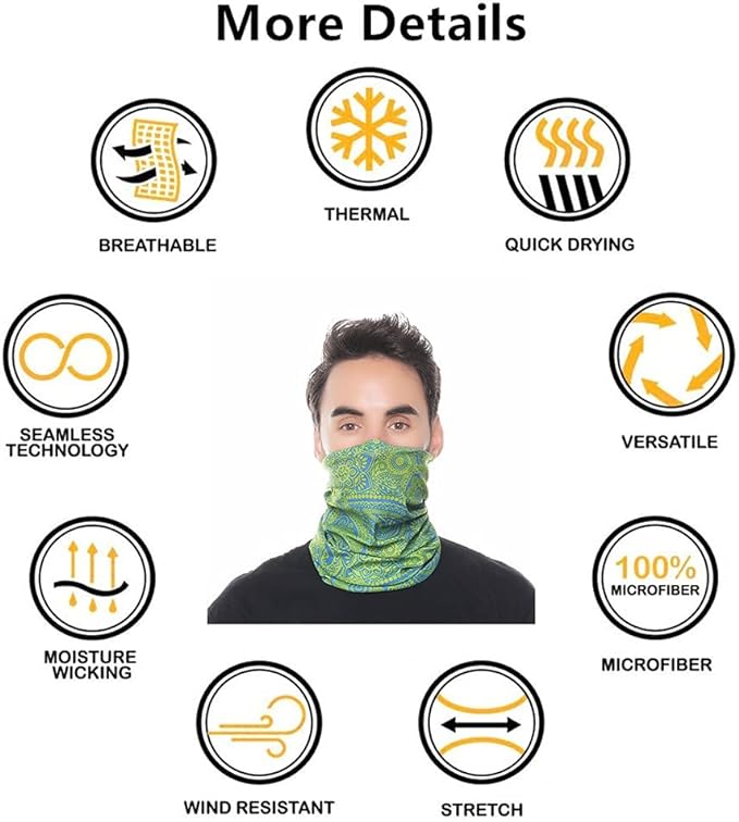 VANCROWN Headband Neck Gaiter Head Wrap Headwear Face Mask Magic Scarf Bandana for Men and Women