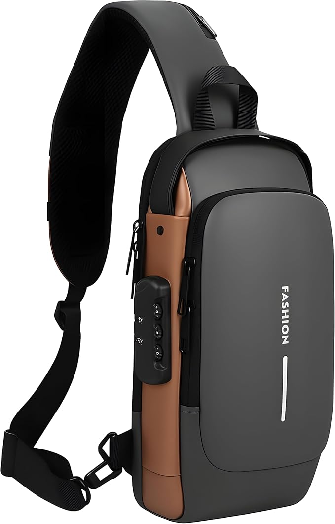 Unisex Anti-Theft Sling Bag with USB Port, Water-Resistant Crossbody Chest Backpack for Travel & Work