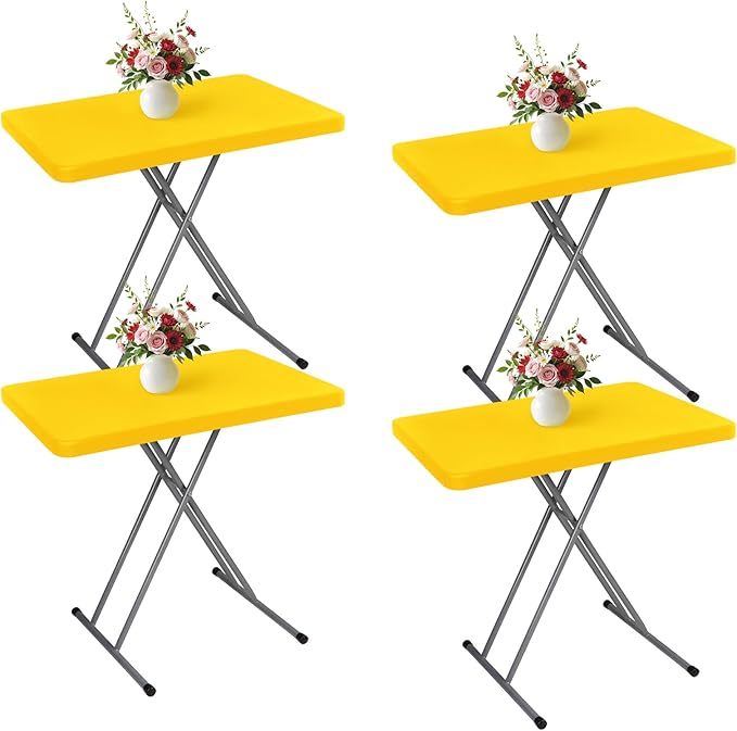 Wolkemer 4 Pack Yellow Fitted Tablecloth 20x30 Inch Rectangle Elastic Edges Table Cloth, Spandex Stretch Table Cover with Machine Washable Fabric for Wedding Party Picnic Dining Indoor Outdoor