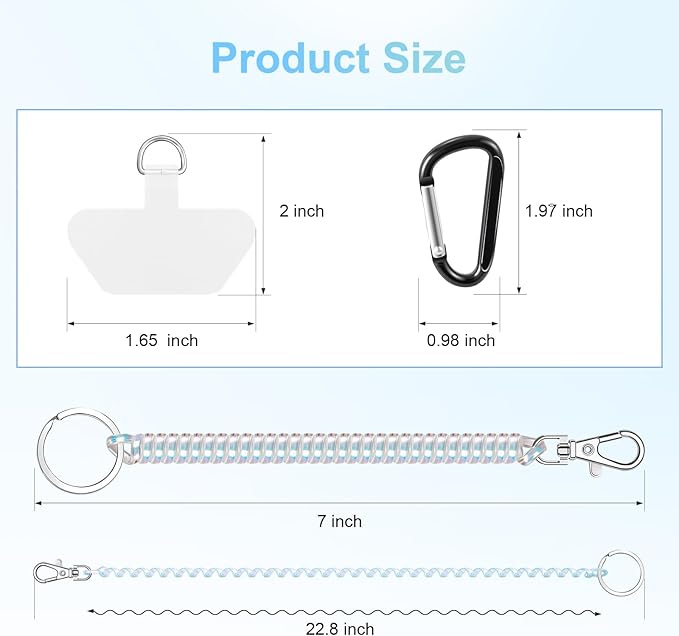 SHANSHUI Phone Lanyard Tether, Stretchy Phone Strap Patch Anchor Outdoor Climbing Hook Compatible for Most Smartphones