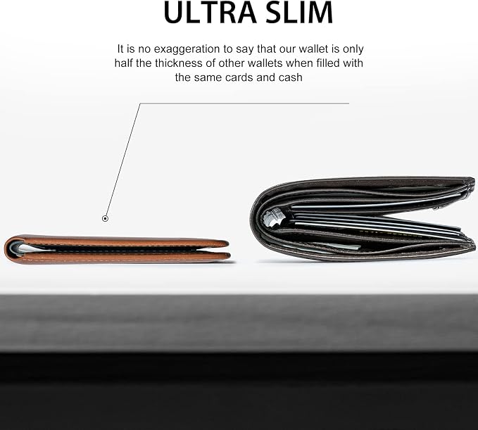 GSOIAX Slim Wallet for Men Rfid Blocking Leather Bifold Front Pocket Carbon Fiber Men's Money Clips Credit Card Holder With Gift Box