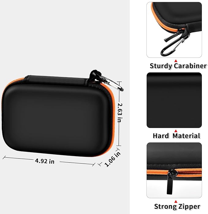 SSD Case for SanDisk Extreme Portable SSD & Extreme PRO, Hard Shell Protective Storage Bag with Carabiner, Fits 1TB 2TB 4TB 8TB External Solid State Drive for Business Travel(Orange)