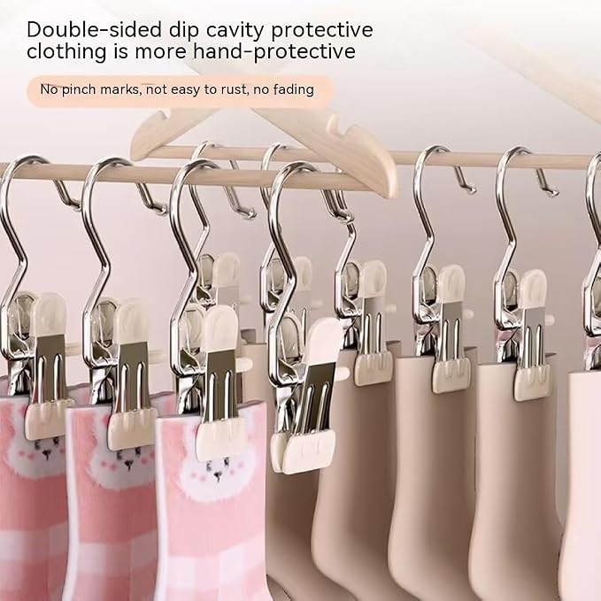 10/30/50Pcs Space-Saving Clothespin, Upgrade Double Head Clamp Dipped Hanger for Closet Hooks Garment Clip Hat Pants Storage Hanging Travel Hook (Blue, 10PCS)