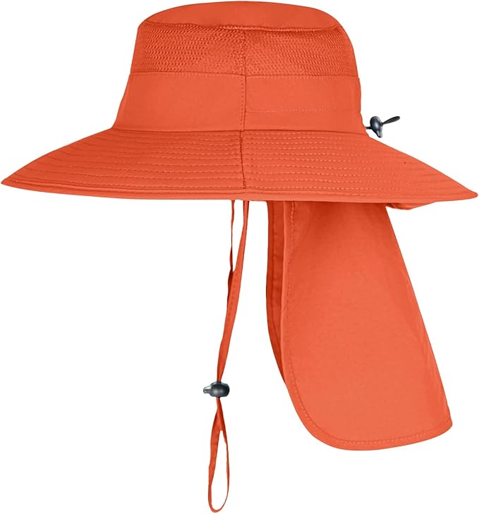 Sun Hats for Men Women Fishing Hat UPF 50+ Breathable Wide Brim Bucket Hats Summer UV Protection Safari Hat with Neck Flap