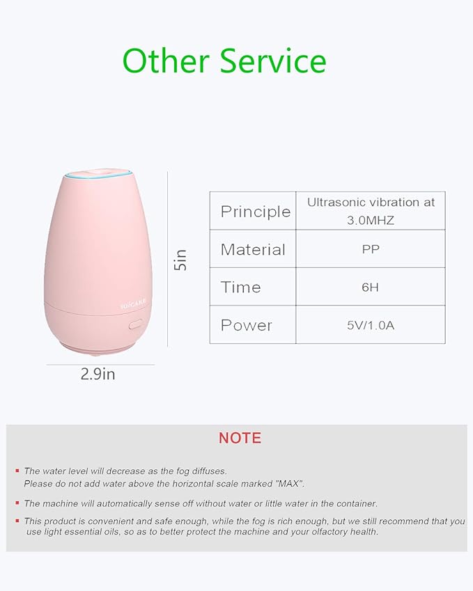 Diffuser,USB Plug-in Car Portable Aromatherapy Diffuser,Essential Oils for Diffusers with 7 Colors Lights 2 Switch Mode Waterless Auto Off for Car Home Office Room (Pink)