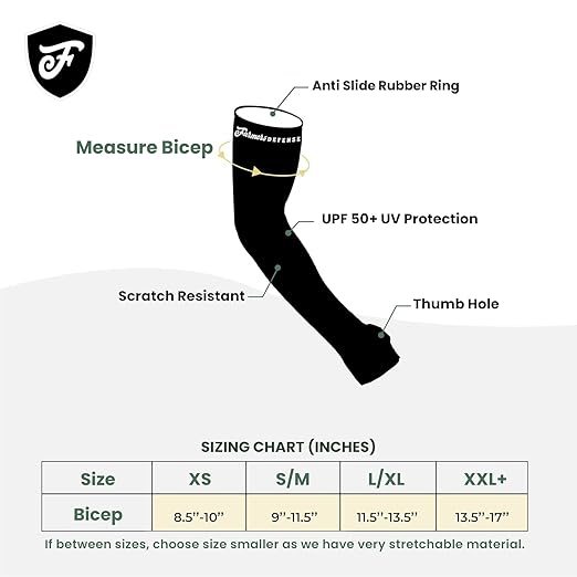 FARMER'S DEFENSE Gardening Arm Sleeves|UV Cooling Protective Sleeve Women & Men|Anti-Scratch Cover Sun UPF Outdoor Protection - Heather Blue - XS