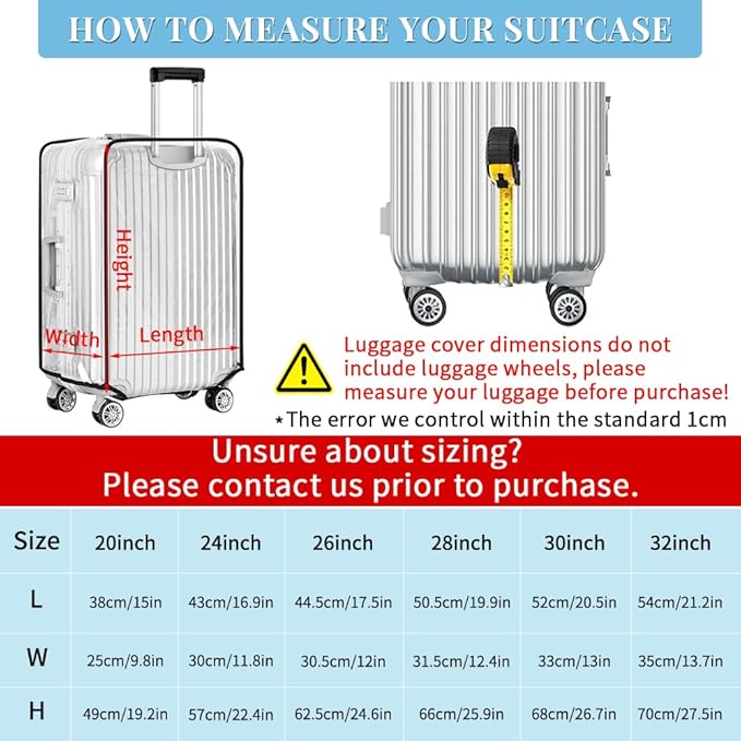 Yotako Clear PVC Suitcase Cover Protectors 32 Inch Luggage Cover for Wheeled Suitcase (32'') Gift