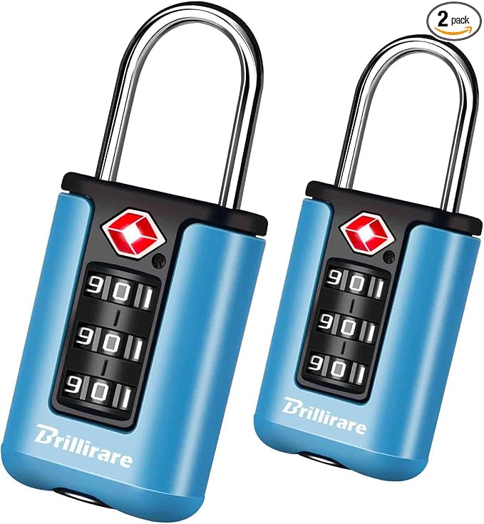 2 Pack TSA Approved Luggage Locks, Combination Travel Padlock, 3-Digit Waterproof Lock, TSA Accepted Outdoor Keyless Resettable Lock for Lockers, Bags, Backpack, Gym, Gate-Blue