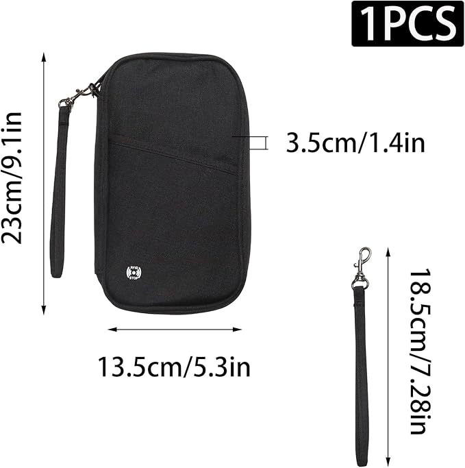 Waterproof Passport Holder for Travel Family, Travel Document Organizer with RFID Blocking, Portable Passport Wallet for Men Women (Black)