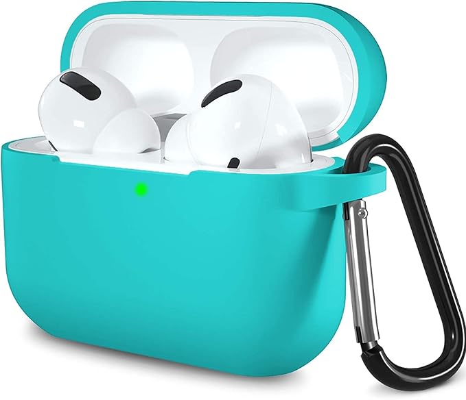 Lerobo Compatible with AirPods Pro 2 Case,Soft Washable Silicone Protective Cover for Airpods Pro Supports Wireless Charging with Carabiner Front LED Visible,Teal