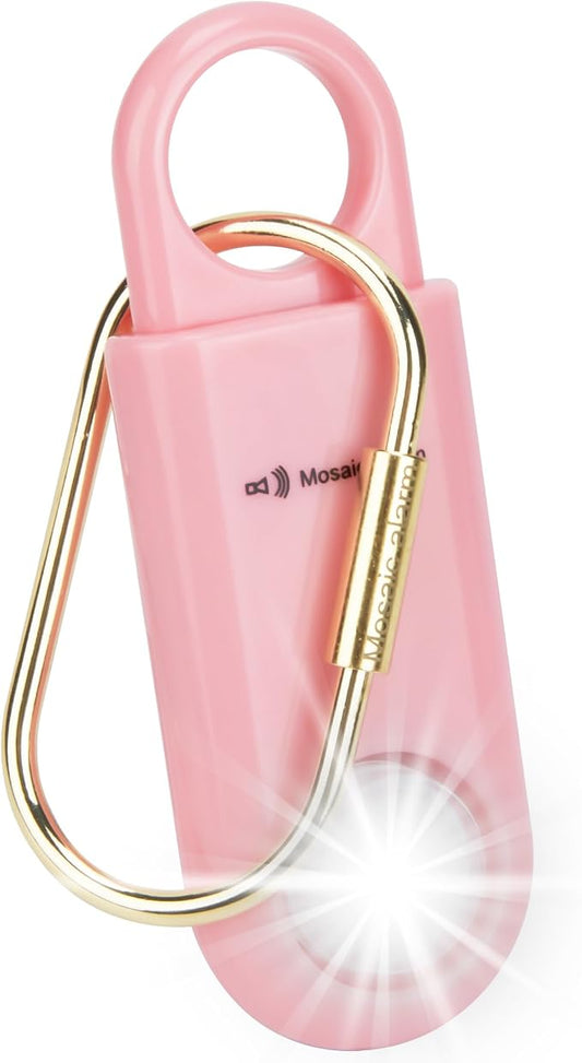 130dB Keychain Siren Ultra Bright Strobe Light. Loud Sound Personal Safety Alarm. SOS Emergency Alerts for Women, Girls, School Children, Night Runners, Hiking. Bear Alarm Deterrent. Pink