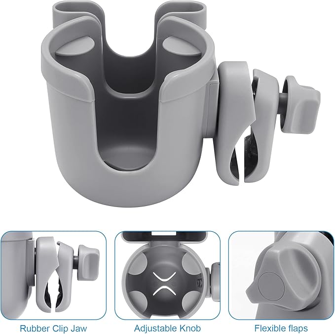 Accmor Stroller Cup Holder with Phone Holder, Bike Cup Holder, Universal Cup Holder for Uppababy Nuna Doona Strollers, 2-in-1 Cup Holder for Walker, Wheelchair, Scooter
