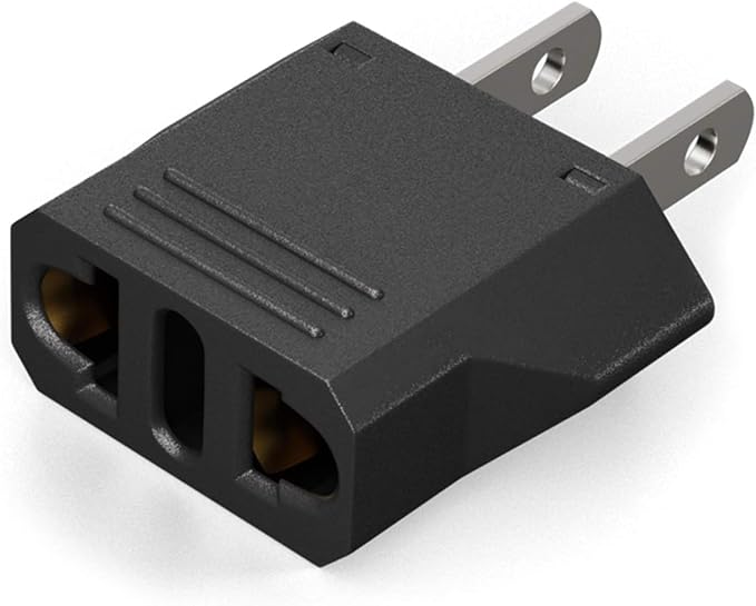 US Plug Adapter - Unidapt Small European to American Outlet Plug Adapter, EU to US Travel Adapter, Universal Input Europe/Asia to USA/Canada Pin Converter (1-Pack, Black)