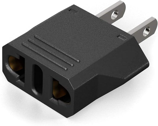 US Plug Adapter - Unidapt Small European to American Outlet Plug Adapter, EU to US Travel Adapter, Universal Input Europe/Asia to USA/Canada Pin Converter (1-Pack, Black)