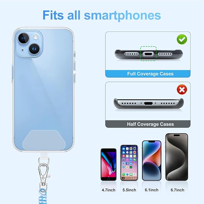 SHANSHUI Phone Lanyard Tether, Stretchy Phone Strap Patch Anchor Outdoor Climbing Hook Compatible for Most Smartphones