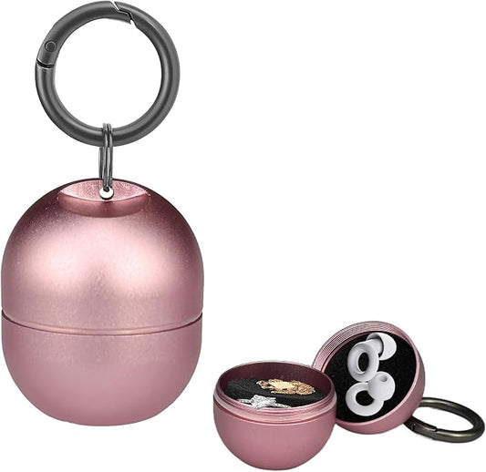 Jewelry Ring Holder Keychain,Portable Travel Sports Ring Keeper Case,Mini Small Versatile Carrying Display Storage Organizer Box With Key Chain (Pink) ﻿