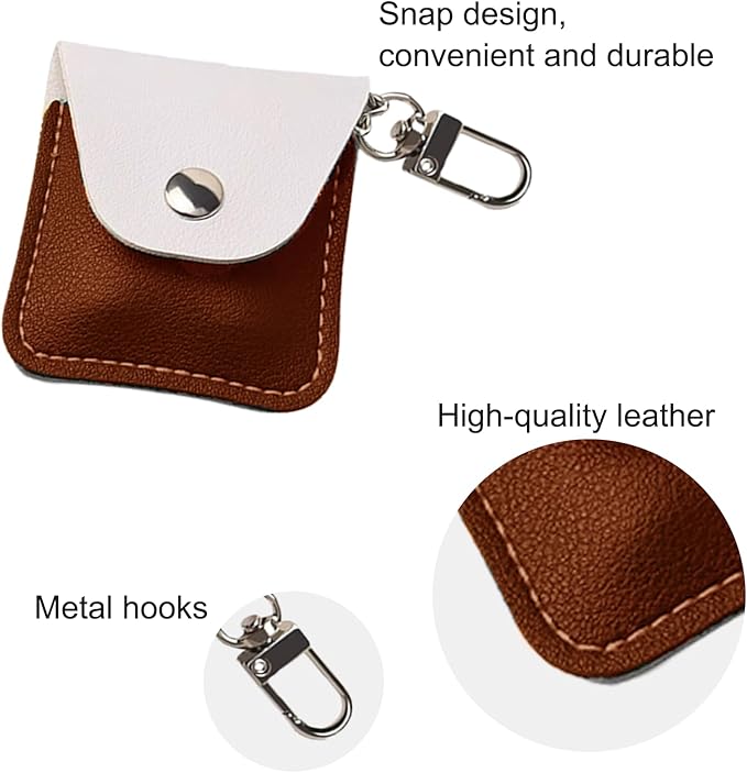 Leather Ring Holder Keychain for Gym, Portable Jewelry Travel Ring Keeper Case for Wedding ring and Necklaces