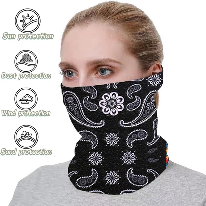 Neck Gaiter Face Cover Bandana Mask Scarf, Breathable Sun& Dust-proof for Cycling Running Fishing Hiking