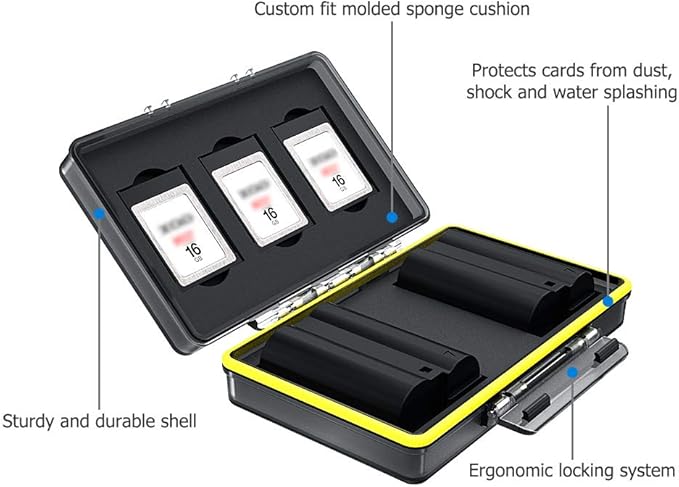 JJC Nikon EN-EL15 EN-EL14 Camera Battery Memory Card Storage Case Holder for 3 Slots Cfexpress Type B XQD Card + 2 Slots Battery, Camera Batteries Box for Nikon Z8 Z6III Z6II Z7II Z6 Z7 D850 D500