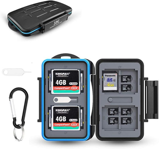 JJC 28 Slots Portable Memory Card Case Holder Storage for 8 SD SDHC SDXC Card, 16 Micro SD TF Card and 4 CF Cfast Card, Water-Resistant & Shockproof