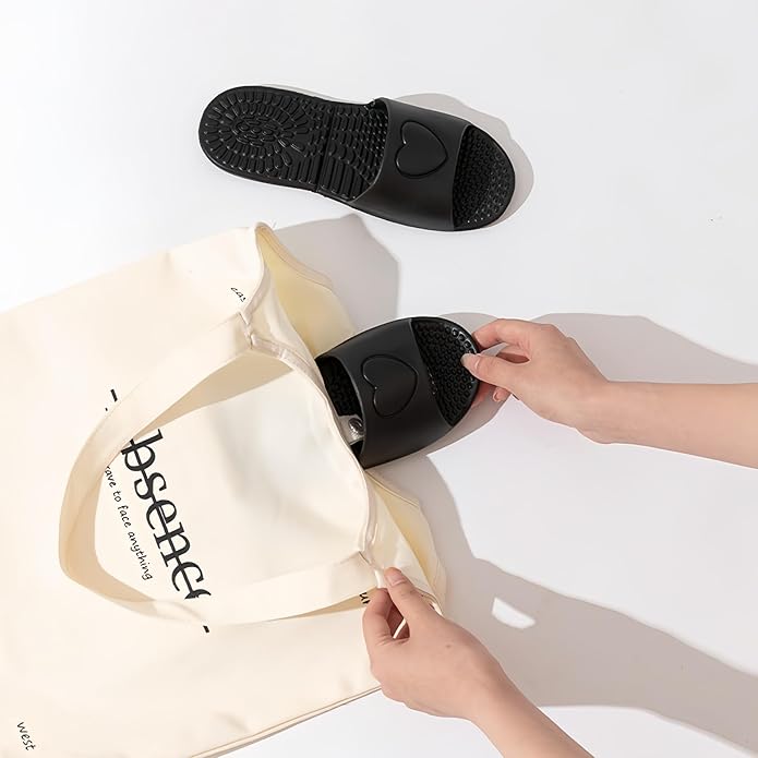 Shower Shoes Travel Foldable Portable Non Slip Slippers for Hotel Guests Swimming Spa Unisex Men Women Lightweight EVA Bathroom Slides Quick Drying Water Resistant Footwear
