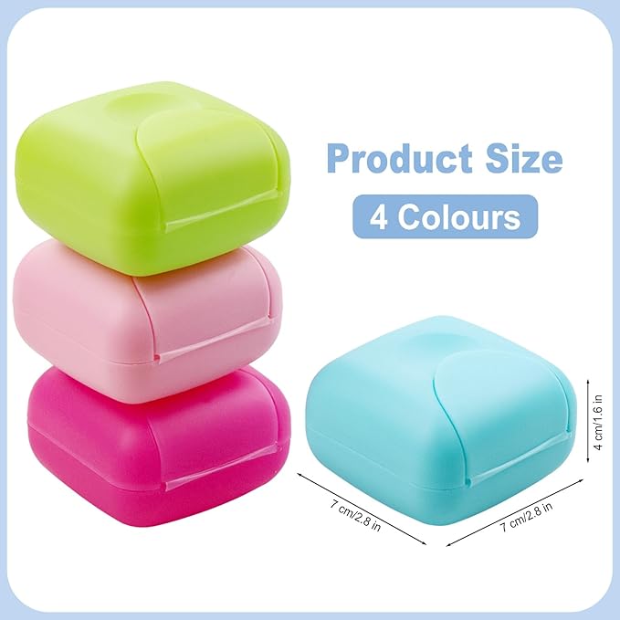 Cosmetic Cotton Pad Holder 4 PCS Plastic Square Holder Multiple Colors Portable Travel and Sealed, Suitable for Makeup Remover Cotton Balls Beads 4 Colors