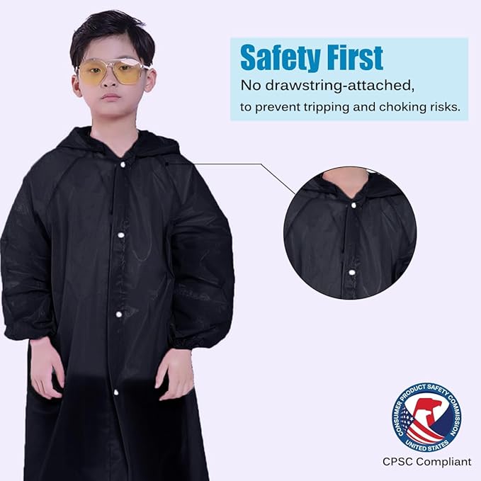 Kids Rain Jacket, 2 Pack Rain Ponchos for Kids - Reusable Raincoats for Boys and Girls Waterproof Outdoor Rain Gear